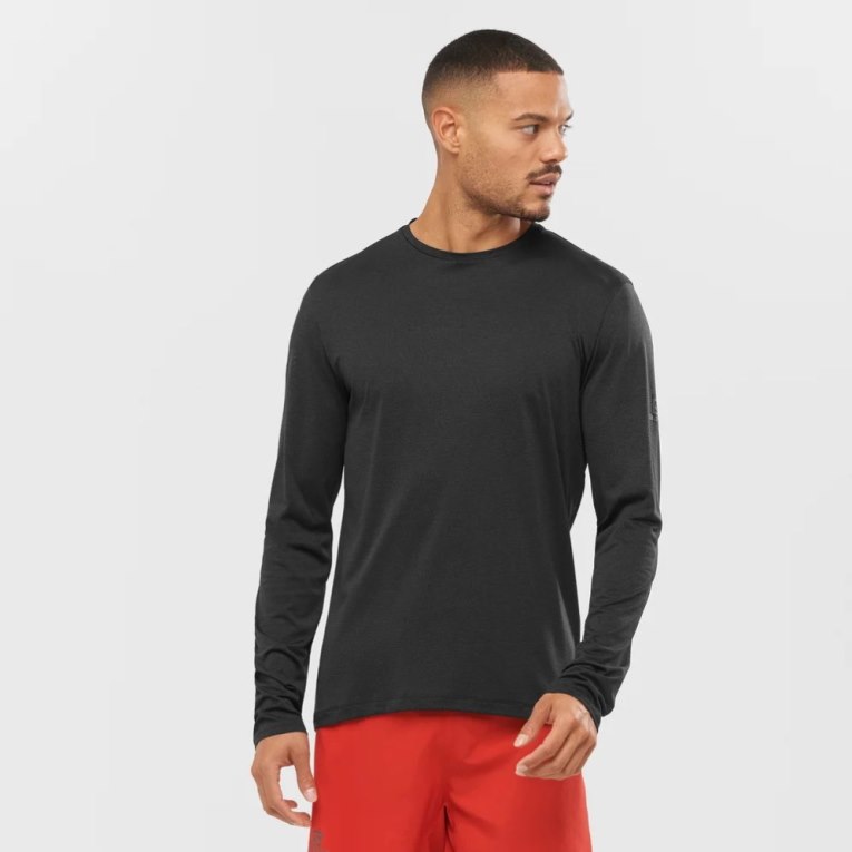 Camiseta Salomon Agile Long Sleeve Masculino Pretas | PT G41796